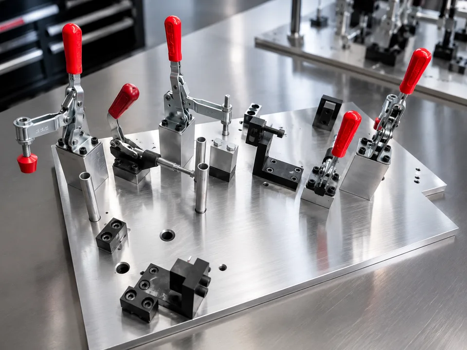 Custom weld fixture with toggle clamps built by RWS